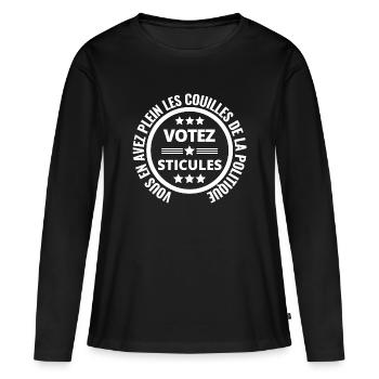 politique, politicien, marre de la politique - T-shirt manches longues Premium bio Femme - noir - Devant - Julia (174cm)