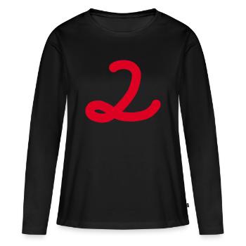 2 Numéro deux numéro rouge - T-shirt manches longues Premium bio Femme - noir - Devant - Julia (174cm)