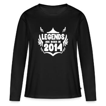 2014 - Jahrgang 2014 - Baujahr 2014 Geschenk - Frauen Premium Bio Langarmshirt - Schwarz - Vorne - Julia (174cm)