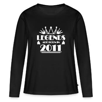 2011 - Jahrgang 2011 - Baujahr 2011 Geschenk - Frauen Premium Bio Langarmshirt - Schwarz - Vorne - Julia (174cm)