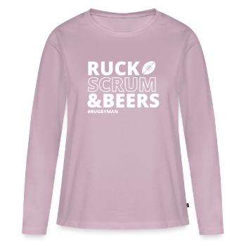 Rugby, Rugby-Sport, Rugby-Humor - Frauen Premium Bio Langarmshirt - Altrosa - Vorne - Julia (174cm)