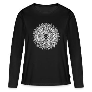 Mandala - T-shirt manches longues Premium bio Femme - noir - Devant - Julia (174cm)