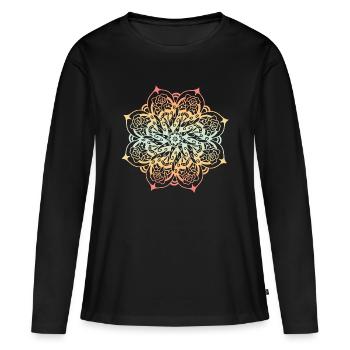 Mandala - T-shirt manches longues Premium bio Femme - noir - Devant - Julia (174cm)