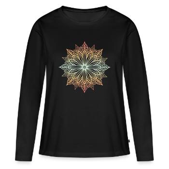Mandala - Frauen Premium Bio Langarmshirt - Schwarz - Vorne - Julia (174cm)