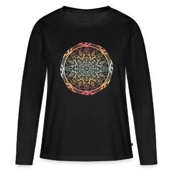 Mandala - Frauen Premium Bio Langarmshirt - Schwarz - Vorne - Julia (174cm)