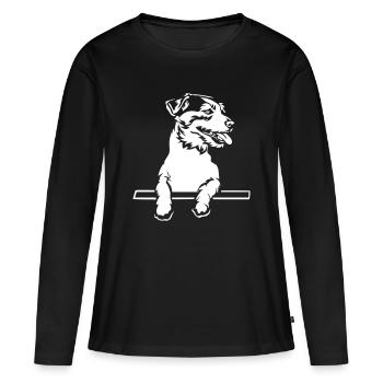 Jack Russell Terrier "Black Edition" - Women's Premium Organic Long Sleeve Shirt - black - Front - Julia (174cm)