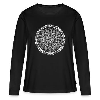 Mandala - Frauen Premium Bio Langarmshirt - Schwarz - Vorne - Julia (174cm)