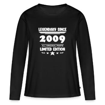 2009 - Baujahr 2009 - Jahrgang 2009 - Frauen Premium Bio Langarmshirt - Schwarz - Vorne - Julia (174cm)