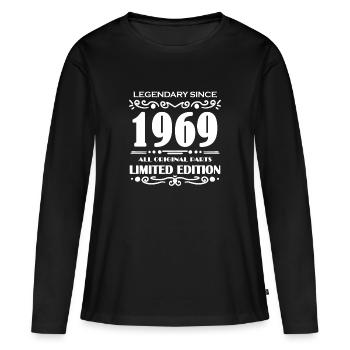 1969 - Frauen Premium Bio Langarmshirt - Schwarz - Vorne - Julia (174cm)