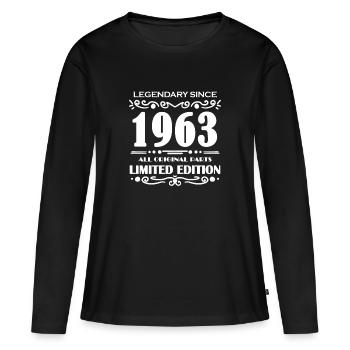 1963 - Born 1963 - Women's Premium Organic Long Sleeve Shirt - black - Front - Julia (174cm)