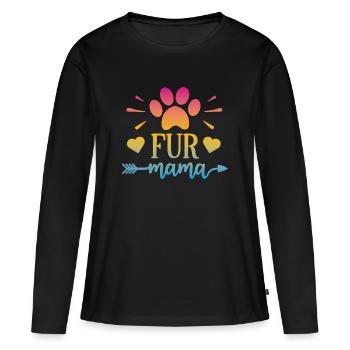 Maman à fourrure - T-shirt manches longues Premium bio Femme - noir - Devant - Julia (174cm)