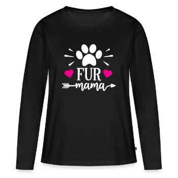 Maman à fourrure - T-shirt manches longues Premium bio Femme - noir - Devant - Julia (174cm)