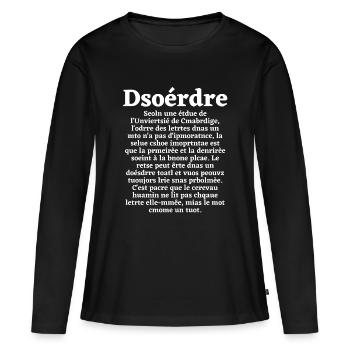 cerveau, cerveau humain, intelligence - T-shirt manches longues Premium bio Femme - noir - Devant - Julia (174cm)