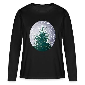 sapin de Noël illuminé dans la neige - T-shirt manches longues Premium bio Femme - noir - Devant - Julia (174cm)