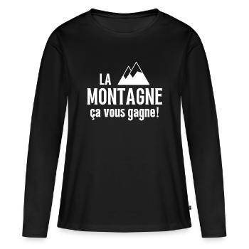 sport d hiver, skier, skieur - T-shirt manches longues Premium bio Femme - noir - Devant - Julia (174cm)