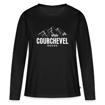 Courchevel, Savoie, station de ski - T-shirt manches longues Premium bio Femme - noir - Devant - Julia (174cm)