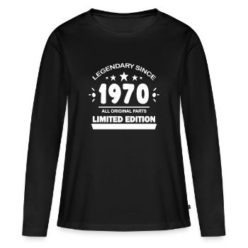 1970 - Jahrgang 1970 - Baujahr 1970 - Frauen Premium Bio Langarmshirt - Schwarz - Vorne - Julia (174cm)