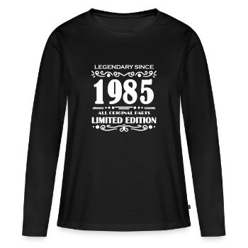1985 - Né 1985 - Année de construction 1985 - T-shirt manches longues Premium bio Femme - noir - Devant - Julia (174cm)
