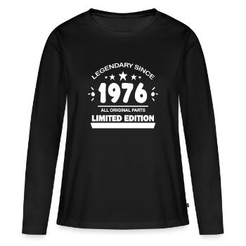 1976 - Né 1976 - Année de construction 1976 - T-shirt manches longues Premium bio Femme - noir - Devant - Julia (174cm)