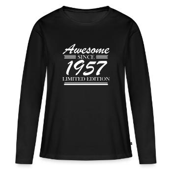 1957 - Né en 1957 - Fantastique depuis 1957 - T-shirt manches longues Premium bio Femme - noir - Devant - Julia (174cm)