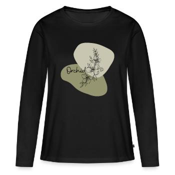 Orchidée - T-Shirt Amoureux des Plantes - T-shirt manches longues Premium bio Femme - noir - Devant - Julia (174cm)