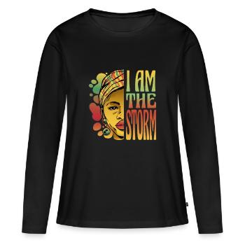 Ich bin der Sturm - Frauen Premium Bio Langarmshirt - Schwarz - Vorne - Julia (174cm)