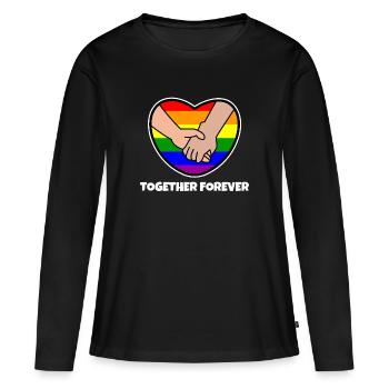 Relation Homo Déclaration Fierté du cœur Arc-en-ciel - T-shirt manches longues Premium bio Femme - noir - Devant - Julia (174cm)