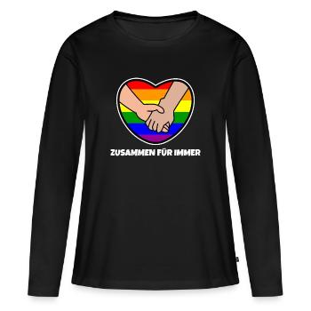 Sexualité Arc-en-ciel Lgbt Déclaration Coeur Amour - T-shirt manches longues Premium bio Femme - noir - Devant - Julia (174cm)