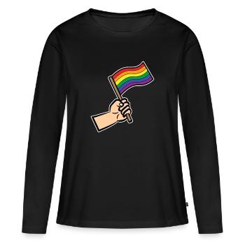 Drapeau arc-en-ciel Droits de l’homme Sexualité LGBT - T-shirt manches longues Premium bio Femme - noir - Devant - Julia (174cm)