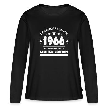 1966 - Né 1966 - Année de construction 1966 - T-shirt manches longues Premium bio Femme - noir - Devant - Julia (174cm)