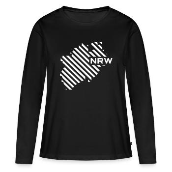 NRW Karte - Frauen Premium Bio Langarmshirt - Schwarz - Vorne - Julia (174cm)