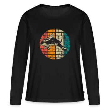 Orca Whale vintage - T-shirt manches longues Premium bio Femme - noir - Devant - Julia (174cm)