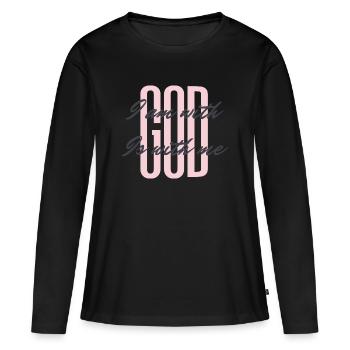 God is with me - Women's Premium Organic Long Sleeve Shirt - black - Front - Julia (174cm)