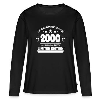 2000 - Jahrgang 2000 - Baujahr 2000 - Frauen Premium Bio Langarmshirt - Schwarz - Vorne - Julia (174cm)