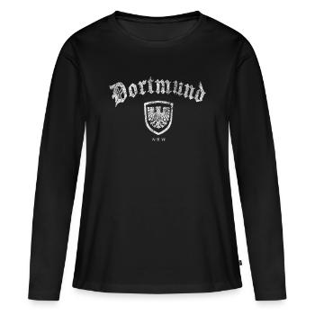 Dortmund NRW - Frauen Premium Bio Langarmshirt - Schwarz - Vorne - Julia (174cm)