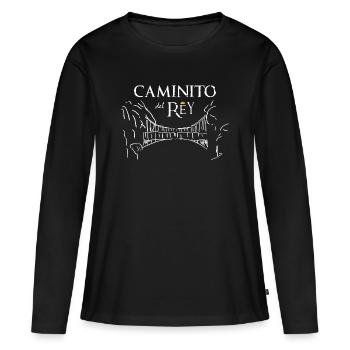 Caminito (foncé) - T-shirt manches longues Premium bio Femme - noir - Devant - Julia (174cm)