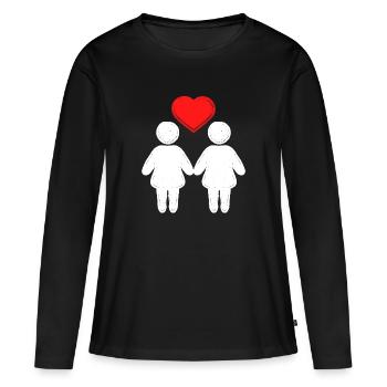 Amour Cœur LGBT Mariage homosexuel Homo - T-shirt manches longues Premium bio Femme - noir - Devant - Julia (174cm)