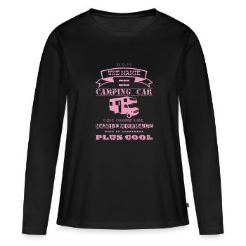 Je suis une mamie en camping Car rose - T-shirt manches longues Premium bio Femme - noir - Devant - Julia (174cm)