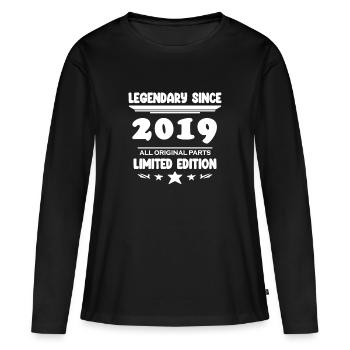 2019 - Jahrgang 2019 - Baujahr 2019 - Frauen Premium Bio Langarmshirt - Schwarz - Vorne - Julia (174cm)
