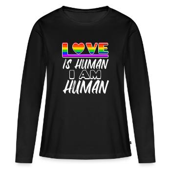Droits de l’homme LGBT Love Heart Déclaration Homo - T-shirt manches longues Premium bio Femme - noir - Devant - Julia (174cm)