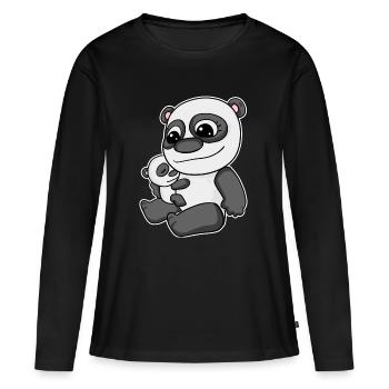Famille - Panda avec bébé panda - T-shirt manches longues Premium bio Femme - noir - Devant - Julia (174cm)