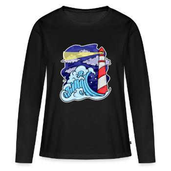 Phare Côte Mer Mer - T-shirt manches longues Premium bio Femme - noir - Devant - Julia (174cm)