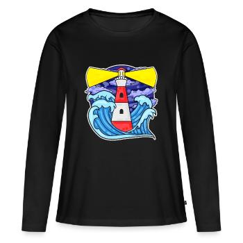 Phare Côte Mer Mer - T-shirt manches longues Premium bio Femme - noir - Devant - Julia (174cm)