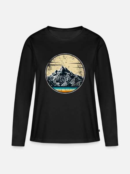 Alpines Sonnenuntergangspanorama - Frauen Premium Bio Langarmshirt - Schwarz
