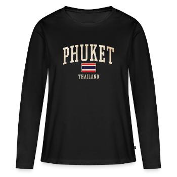 Phuket Thailand Vintage-Logo - Frauen Premium Bio Langarmshirt - Schwarz - Vorne - Julia (174cm)