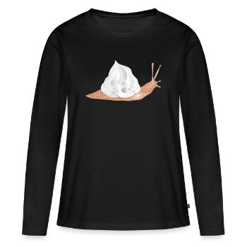 Snail with cream hood as snail shell - Women's Premium Organic Long Sleeve Shirt - black - Front - Julia (174cm)
