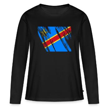 Kongo Flagge - Frauen Premium Bio Langarmshirt - Schwarz - Vorne - Julia (174cm)
