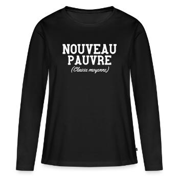 nouveau pauvre, pauvreté, artisan - T-shirt manches longues Premium bio Femme - noir - Devant - Julia (174cm)