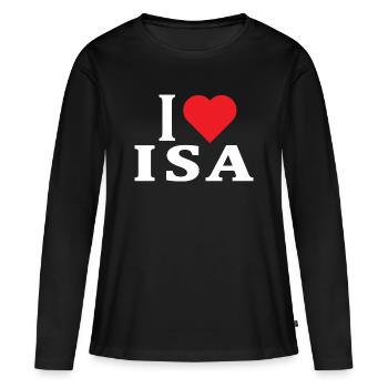 t-shirt J’aime Isa idée cadeau t-shirt - T-shirt manches longues Premium bio Femme - noir - Devant - Julia (174cm)