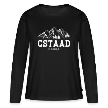 Gstaad, Skigebiet, Wintersport - Frauen Premium Bio Langarmshirt - Schwarz - Vorne - Julia (174cm)